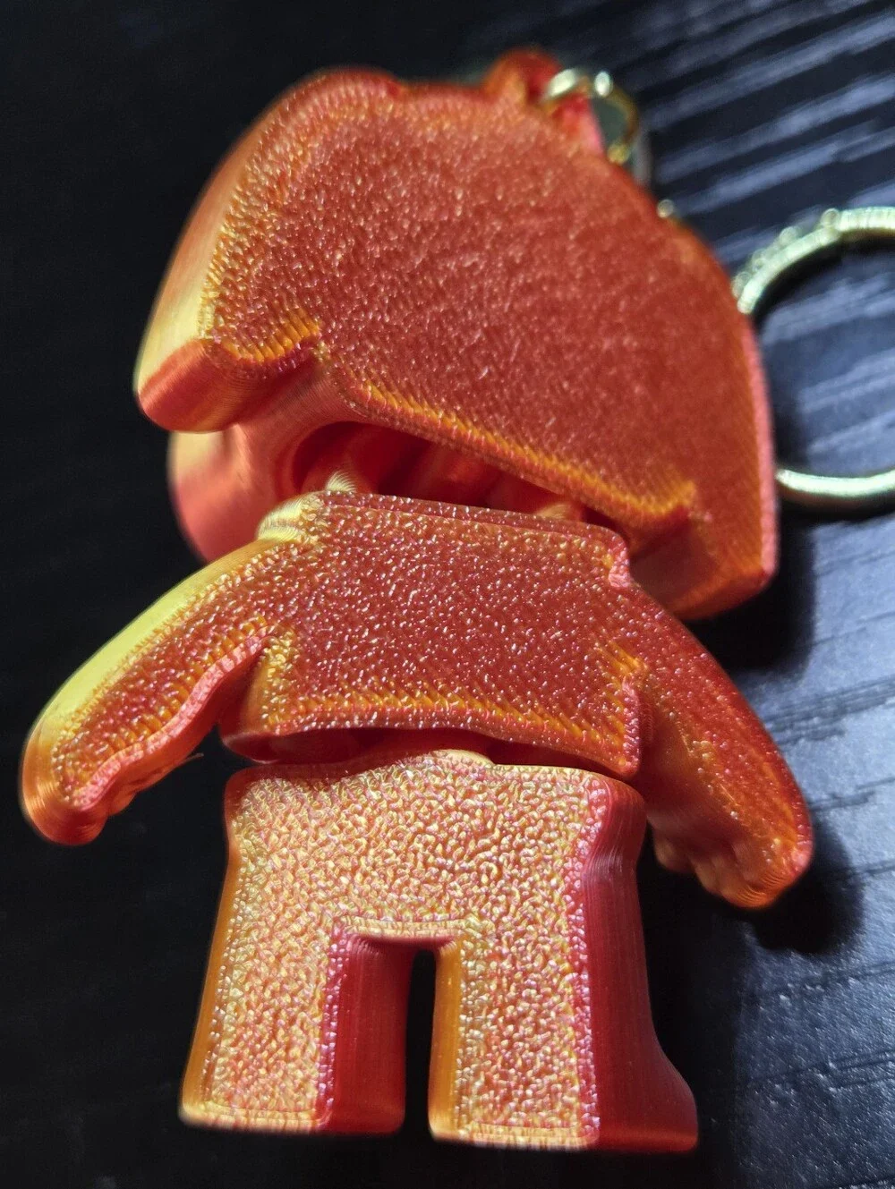 Gold-Tone Orange & Yellow 3D Printed Dog Keychain/Bag Charm